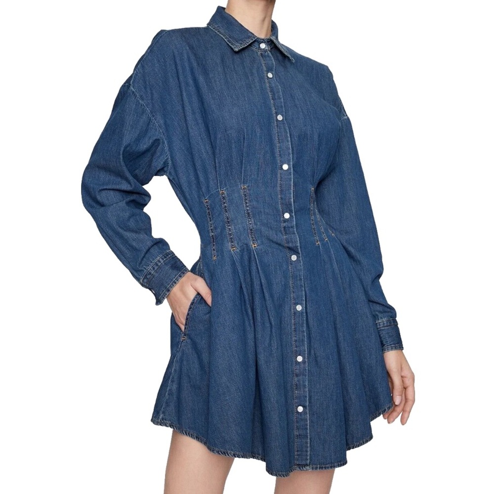 HUGO BOSS KISITRA Denim Shirt Dress Long Sleeve in Cotton - Size 4 /26